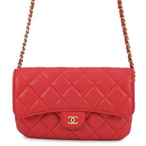 Chanel Chain Shoulder Bag with Flap Phone Case, Matelasse Coco Mark, Lambskin...